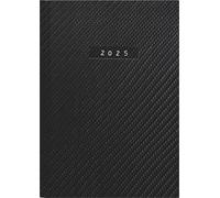 rido/idé Calendario de libro modelo Chefplaner (2025) "Carbon", 1 página = 1 día, A5, 400 páginas, cubierta de piel sintética, flexible, color negro