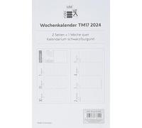 rido/idé Calendario semanal de repuesto modelo TM 17/contacter 2024, 2 páginas = 1 semana horizontal, tamaño de la hoja 8,7 x 15,3 cm, color blanco