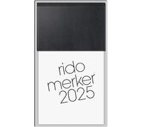 rido/idé Libro de notas modelo Merker (2025), 1 página = 1 día, 108 × 201 mm, 736 páginas, cubierta Miradur, color negro