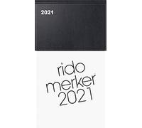 rido/idé Merker 7035013901 - Calendario de escritorio, 1 página = 1 día, 108 x 201 mm, tapa de plástico, color negro, calendario 2021