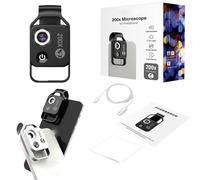 RIEAO Nano Zoom 200x, Nanozoom 200x Magnification Zoom, Nanozoom Cell Phone Lens, Nanozoom X200 Camera, Portable Digital Microscope Camera, 200x Phone Mini Pocket Microscope (Black)