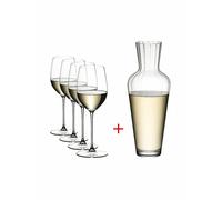 RIEDEL Juego de 5 copas de vino blanco VERITAS Riesling/Zinfandel y decantador transparente