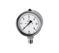 RIEGLER 102451-5053 Mano, acero CrNi, seguro, G 1/4 radial inferior, 0-1,6 bar, diámetro 63, 1 unidad