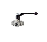 RIEGLER 103387-1083 E - Válvula de bola de 3 vías, orificio en L, latón niquelado, Rp 1, DN 25, 1 unidad