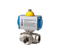 RIEGLER 103562-350.726-T3 - Válvula de bola de latón neumática, actuador, orificio en T, Rp 1 1/2, 1 unidad