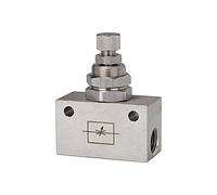 RIEGLER 103814-ES 225.54 - Válvula de acelerador (forma de bloque, acero inoxidable 1.4404, G 1/4, PN máx. 10 bar, 1 unidad)