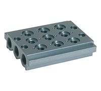 RIEGLER 106623-520.03-18 - Placa base múltiple para válvulas direccionales, 3 posiciones de válvula, G 1/8, 1 unidad
