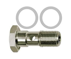 RIEGLER 110446-60.038 ES Tornillo hueco, junta de PTFE, simple, G 3/8, acero inoxidable 1.4404, 1 unidad