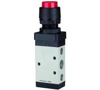 RIEGLER 116004-515.4104 - Válvula de 5/2 vías, manual "M5", botón de presión, monoestable, G 1/4, rojo, 1 unidad