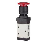 RIEGLER 116007-515.5001 - Válvula de 3/2 vías, manual "M3", botón de seta NC, monost, G 1/8, rojo, 1 unidad