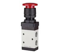 Riegler 116010-515.5004 - Válvula de 3/2 vías, Manual M3, botón de Seta NC, monost, G 1/4, Rojo, 1 Unidad