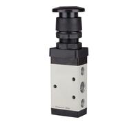 RIEGLER 116015-515.5103 - Válvula manual de 5/2 vías M5, pulsador de seta, monoestable, G 1/4, color negro, 1 unidad