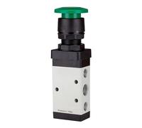 RIEGLER 116017-515.5105 - Válvula manual de 5/2 vías M5, pulsador de seta, monoestable, G 1/4, verde, 1 unidad