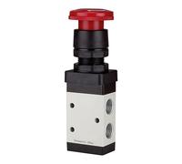 RIEGLER 116030-515.7001 - Válvula de 3/2 vías manual M3, pulsador de seta, cierre de emergencia, NC, G 1/8, 1 unidad