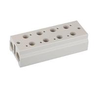 RIEGLER 116225-5510.04-14 Placa base múltiple, válvulas de 3/2 vías, 4 posiciones, G 1/8, G 1/4, 1 unidad