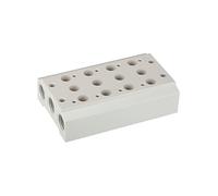 RIEGLER 116248-5520.03-14 - Placa base múltiple para válvulas de 5/2-5/3 vías, 3 postes, G 1/8, G 1/4, 1 unidad
