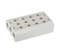 RIEGLER 116250-5520.03-38 - Placa base múltiple para válvulas de 5/2-5/3 vías, 3 postes, G 1/4, G 3/8, 1 unidad
