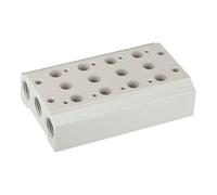 RIEGLER 116252-5520.04-14 - Placa base múltiple para válvulas de 5/2-5/3 vías, 4 posiciones, G 1/8, G 1/4, 1 unidad