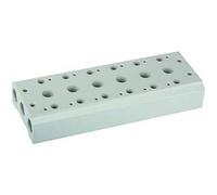 RIEGLER 116269-5520.08-18 - Placa base múltiple para válvulas de 5/2-5/3 vías, 8 Pos, M5, G 1/8, 1 unidad