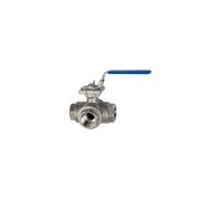 RIEGLER 135924-11081 E-ES - Grifo de bola de 3 vías, orificio en L, acero inoxidable 1.4408, G 1, DN 20, 1 unidad