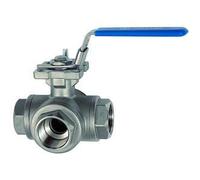 RIEGLER 135934-11082 G-ES - Grifo de bola de 3 vías, orificio en T, acero inoxidable 1.4408, G 1 1/2, DN 32, 1 unidad