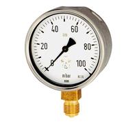 Riegler - Calibrador de presión g1 / 2 senk.0-400 mba r1 00mm caja de acero inoxidable m. corrección de cero