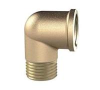 RIEGLER Codo WST114MS90IA de latón brillante, ángulo de 90°, interior y exterior, rosca G de 1-1/4", presión de funcionamiento de 16 bar