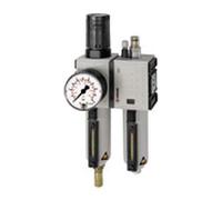 RIEGLER FU 612-M-1 Futura - Unidad de mantenimiento (2 piezas, con depósito de metal, tubo de visión y manómetro, totalmente automática, tamaño 1, 0,1-1 bar, G 3/8")