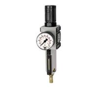 RIEGLER FU 6120-M-10 Futura - Regulador de filtro con depósito de metal, tubo de visión y manómetro, totalmente automático, tamaño 4, 0,5-10 bar, G 3/4"