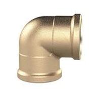 RIEGLER WST114MS90II - Codo de latón pulido (ángulo de 90°, interior/interior, rosca G de 1-1/4", presión de funcionamiento de 16 bar)