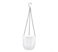 Riego automático colgante con nivel de agua visible, contenedor de plantas de riego automático para uso en interiores y exteriores, cesta suspendida de PET transparente para hierbas (mediano)