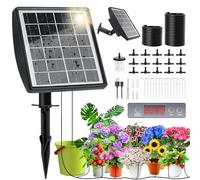 Riego Automatico Solar Macetas Exterior Interior 2025, Sistema de Riego por Goteo Solar con Programador y 15m Manguera, Kit Riego Automático Solar para Plantas Vacaciones Jardín Terraza Balcón