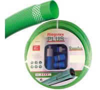 Riegolux 301433 Kit Manguera Riegotex Plus, con Accesorios, Manguera RIEGOTEX 19 x 15 m | Incluye accesorios: Lanza regulable, adaptador grifo 3/4"- 1/2" y dos manguitos rápidos