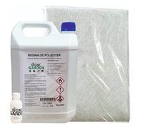 Riegoprofesional Resina de Poliester 5kg para Reparaciones. Fibra 5 m2 Resina de poliéster 5Kg catalizador de peróxido 100 grs