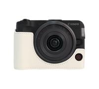 Rieibi EOS R50V - Funda protectora de piel sintética de calidad para cámara Canon EOS R50 V, acceso a la batería inferior y compatible con pantalla LCD abatible, color blanco