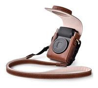 Rieibi Funda de cámara para Sony ZV1F/ZV1/Ricoh GR IIIx/Ricoh GR IV III/Fujifilm X-Half/X-HF1/Panasonic LX9 LX10 LX15/Canon G7X III/G7X II/SX740 HS - Bolsa para cámara con Correa - Café