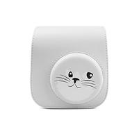 Rieibi Funda de piel sintética Mini 11, funda protectora para Fujifilm Instax Mini 11/Mini 9/Mini 8/Mini 8+cámara instantánea con correa de hombro ajustable (gato gris)