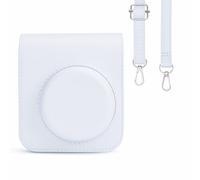 Rieibi Funda Fuji Instax Mini 12 - Funda de Piel sintética para cámara instantánea Fujifilm Instax Mini 12 - Funda extraíble con Correa Ajustable para el Hombro - Blanco