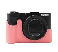 Rieibi Funda para cámara Canon PowerShot V1, media funda de piel sintética para cámara digital Canon PowerShot v4, color rosa (sin cámara)