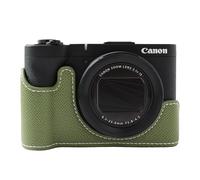 Rieibi Funda para cámara Canon PowerShot V1, media funda de piel sintética para cámara digital Canon PowerShot v2, color verde (sin cámara)