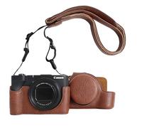 Rieibi Funda para cámara Canon V1, piel sintética, para cámara Canon PowerShot V1, funda protectora desmontable con correa ajustable para el hombro