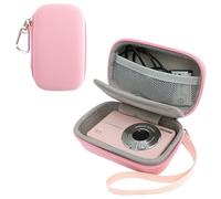 Rieibi Funda para cámara Digital Camkory, para Kodak PIXPRO FZ55/FZ45 16MP/Canon IXUS 285 HS, Funda rígida pequeña con Correa de muñeca y mosquetón para Accesorios de Tarjeta SD (Rosa)