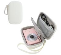 Rieibi Funda para cámara Digital Camkory, para Kodak PIXPRO FZ55/FZ45 16MP/Canon IXUS 285 HS, Funda rígida pequeña con Correa de muñeca y mosquetón para Accesorios de Tarjeta SD (Blanco)