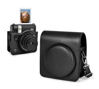 Rieibi Funda para cámara Instax Mini 99, funda protectora de piel sintética para cámara instantánea Fujifilm Instax Mini 99, funda extraíble con correa para el hombro, color negro