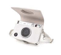 Rieibi Mini EVO - Funda protectora de piel sintética vintage para cámara Fuji Instax Mini EVO - Funda extraíble con correa ajustable para el hombro