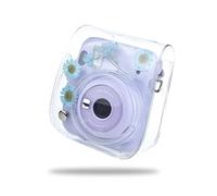 Rieibi Mini funda, funda protectora para Fujifilm Instax Mini 12/11, PVC duro con correa extraíble (margarita azul Gypsophila)