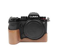 Rieibi Panasonic S5 - Funda de piel sintética para cámara Panasonic Lumix DC-S5, DC-S5II, DC-S5IIX, color café