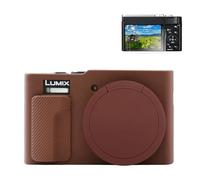 Rieibi TZ99 - Funda protectora de silicona suave para cámara Panasonic Lumix DC-TZ99, accesorios con 2 protectores de pantalla, ligera, color café