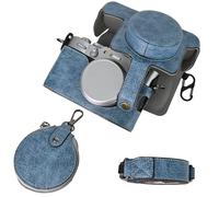 Rieibi X100VI - Funda de piel retro para cámara digital Fujifilm X100VI - Funda protectora con correa y funda de agarre, Blue, Para X100VI