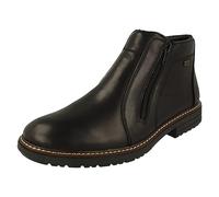Rieker 33160-00 - Botas impermeables de cuero negro con doble cremallera para hombre